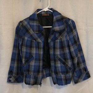 Blue Paid Bomber Jacket